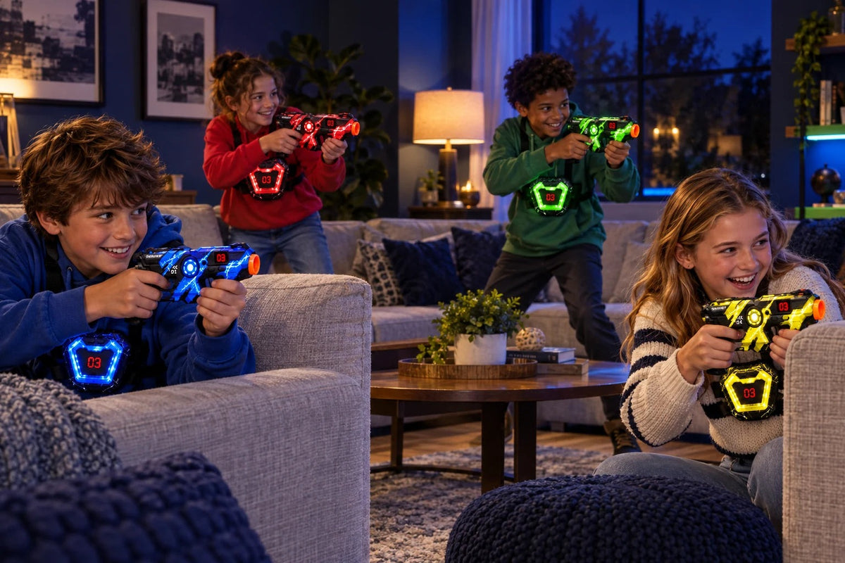 Solis Nova — kids playing laser tag in the living room