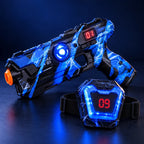 Solis Nova — blue blaster and chest target showing 9 lives