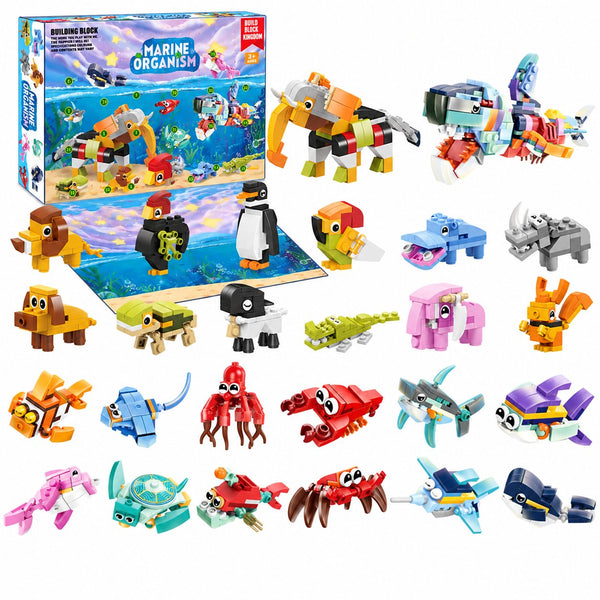 Calendrier de l'Avent en briques de construction, animaux marins — Solis Ocean Builders, coffret complet