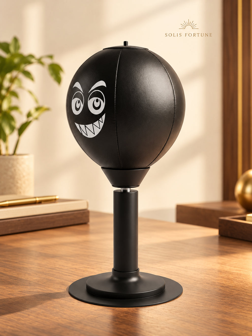 Solis Popjab — side view of the black desk punching ball