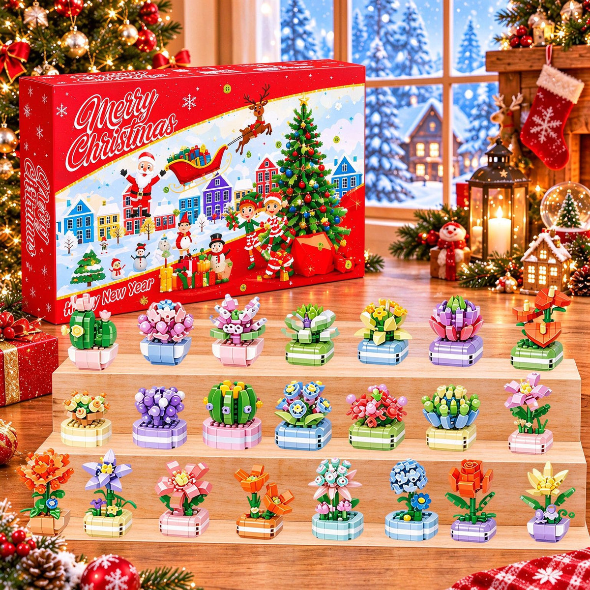 Potted Plant Building Blocks Advent Calendar — Solis Potted Garden, full set