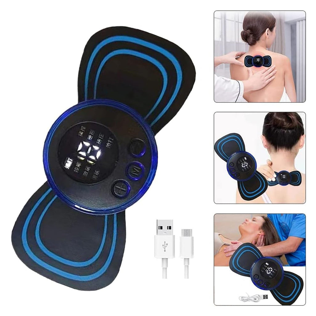 Solis Pulsewing — portable EMS neck massager on the neck and shoulders