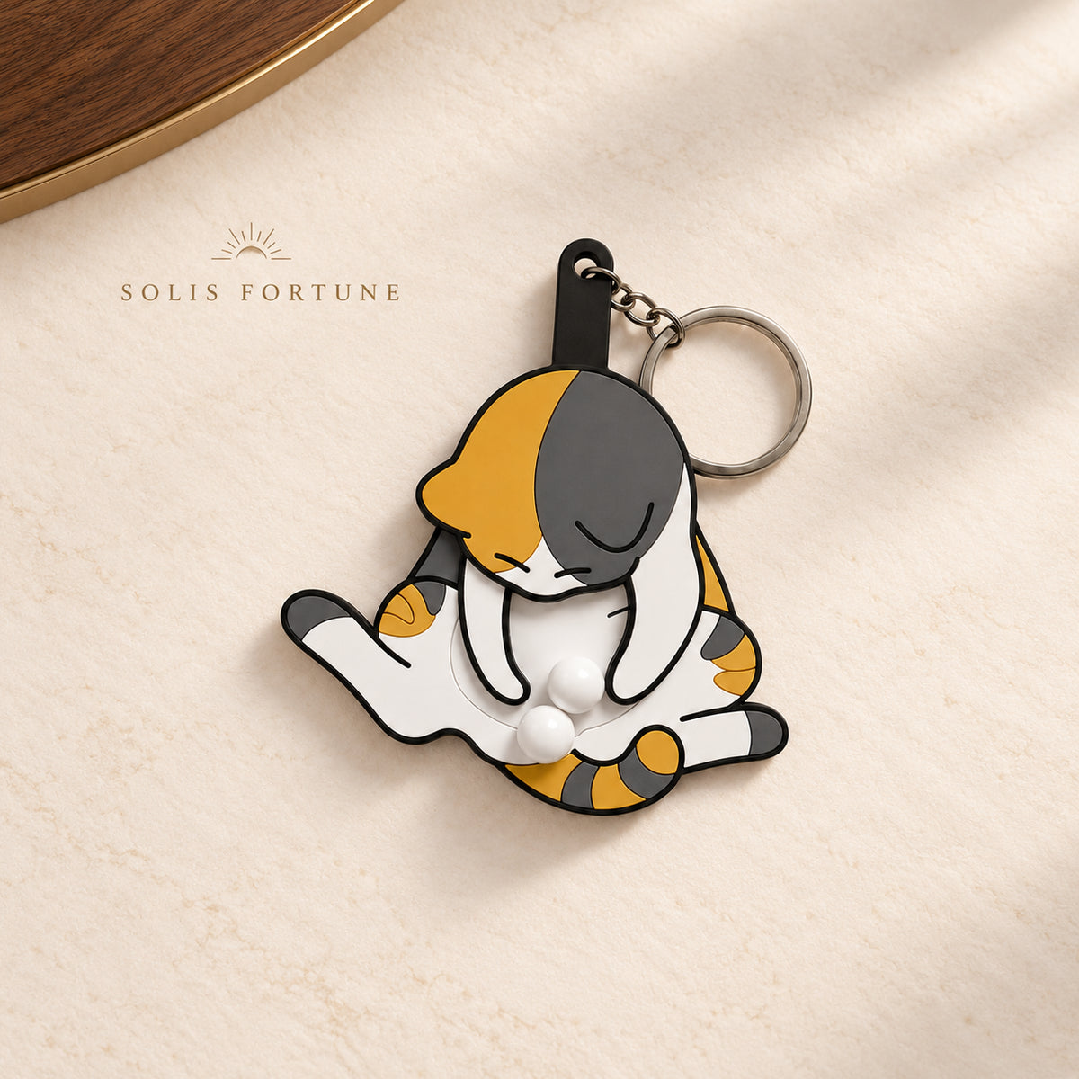 Solis Purrpop — Colorful: calico squeeze cat keychain
