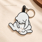 Solis Purrpop — White: white cat squeeze keychain with key ring