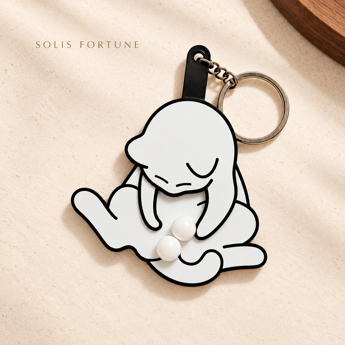 Solis Purrpop — White: white cat squeeze keychain with key ring