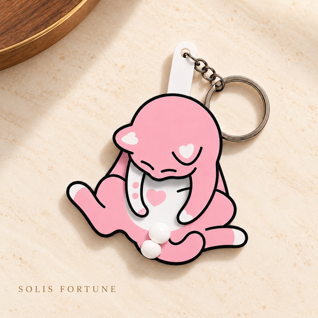 Solis Purrpop — Pink: pink cat keychain with heart print
