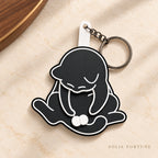 Solis Purrpop — Black: black cat stress ball keychain with white outline