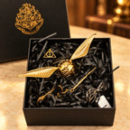 Solis Seeker — Golden Snitch ring box with fixed gold wings, wand key, necklace and LED light string in its gift box