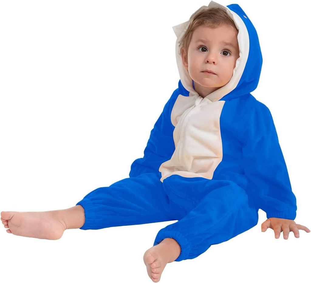 Solis Shark Suit — Blue: hooded velvet shark costume
