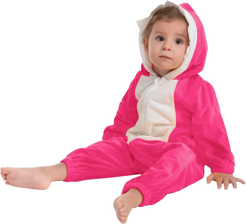 Solis Shark Suit — Pink: hooded velvet shark costume