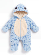 Solis Shell turtle onesie in baby blue, front view