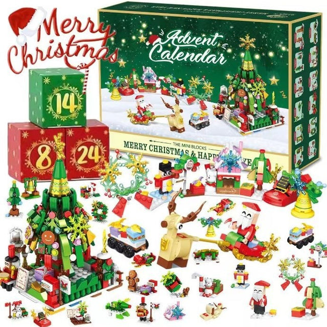 Christmas Building Blocks Advent Calendar with Sleigh — Solis Sleigh Ride, full set