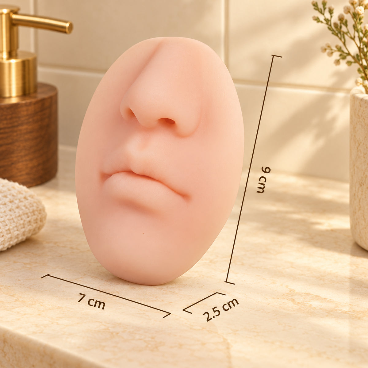 Solis Sniffle — nose soap dispenser dimensions: about 9 x 7 x 2.5 cm