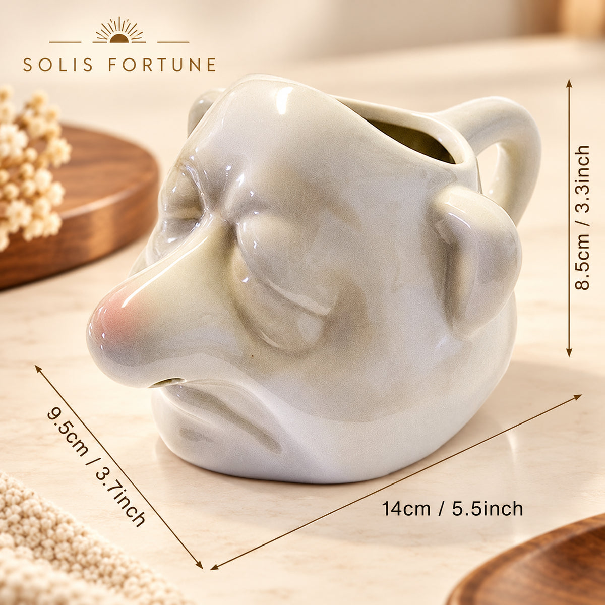 Solis Sniffles — ceramic nose egg separator, about 14 x 9.5 x 8.5 cm
