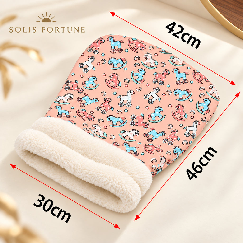 Solis Snoozle — Pink: cat sleeping bag with rocking horse print