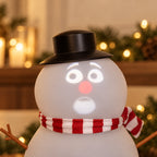 Solis Snow Chatter — animated snowman face close-up: projected eyes and singing mouth