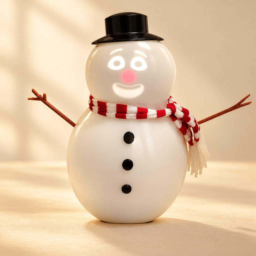 Solis Snow Chatter — talking animated snowman with top hat, red-and-white scarf and twig arms