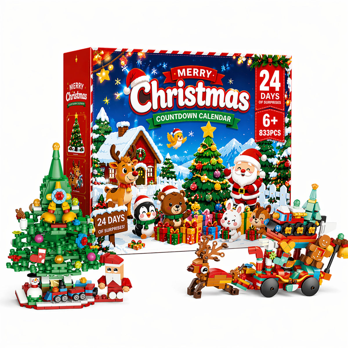 Christmas Village Building Blocks Advent Calendar — Solis Snow Village, full set