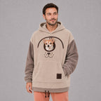 Solis Snuggle Pet Pouch Hoodie in cream worn by a man carrying a small dog
