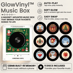 Solis Spin — mini vinyl record music box with 9 Christmas NFC discs, auto-play and soft glow