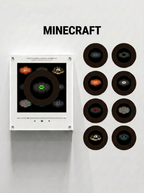 Solis Spin — Minecraft theme: mini vinyl fridge magnet music box with nine pixel-art NFC discs