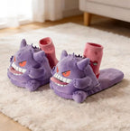 Solis Spookstep — pair of purple Gengar slippers with grinning faces