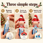 Solis Squeezy — three steps: remove the cap, screw the Santa topper on, squeeze