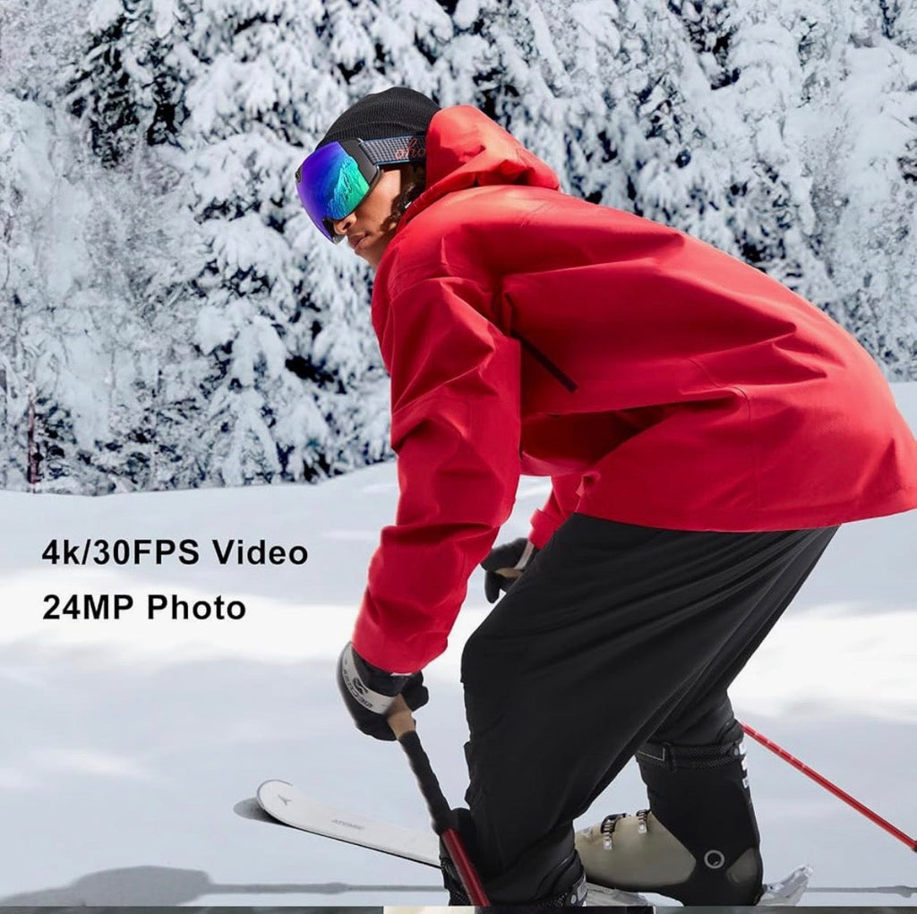 Solis Summit — skier recording 4K / 30 fps video and 24 MP photos