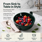 Solis Swirl — ceramic berry bowl with berries on a marble counter