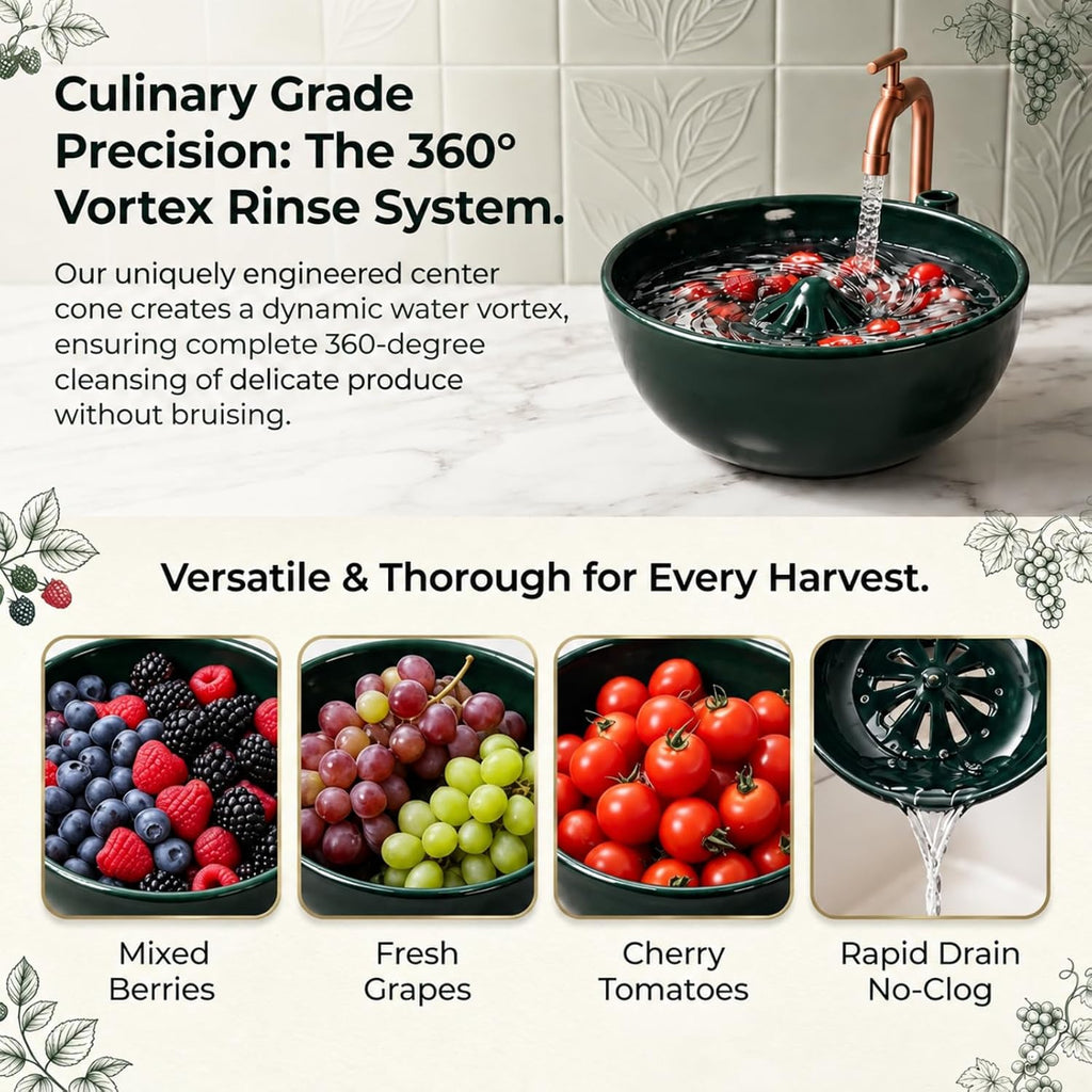 Solis Swirl — swirl rinse system washing berries, grapes and cherry tomatoes