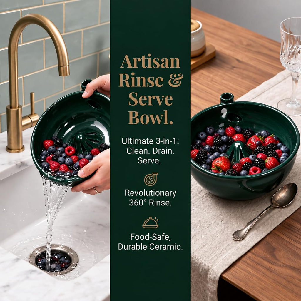 Solis Swirl — rinsing berries under the tap, then serving them in the same bowl