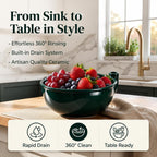 Solis Swirl — ceramic berry bowl with strawberries and grapes on the table
