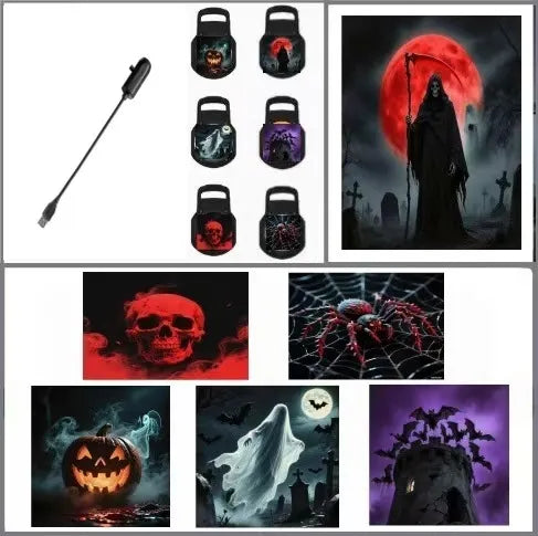 Solis Tinsel — Halloween edition: 6 scene discs with skulls, ghosts, bats and a full moon
