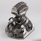 Solis Titan Helmet Stand, a sculpted mechanical torso and neck in gunmetal grey