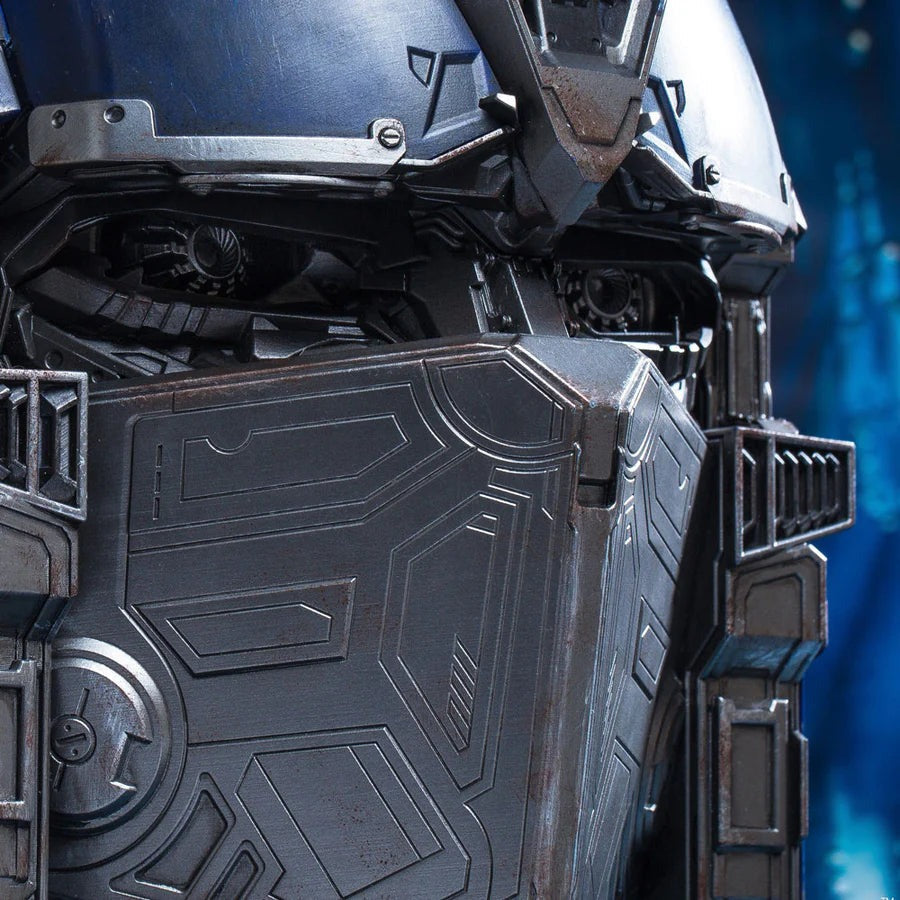 Detail of the battle mask plates on the Solis Titan Prime helmet