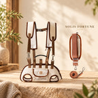 Solis Trailtote — Cream & Brown, Double Strap: legs-out dog carrier
