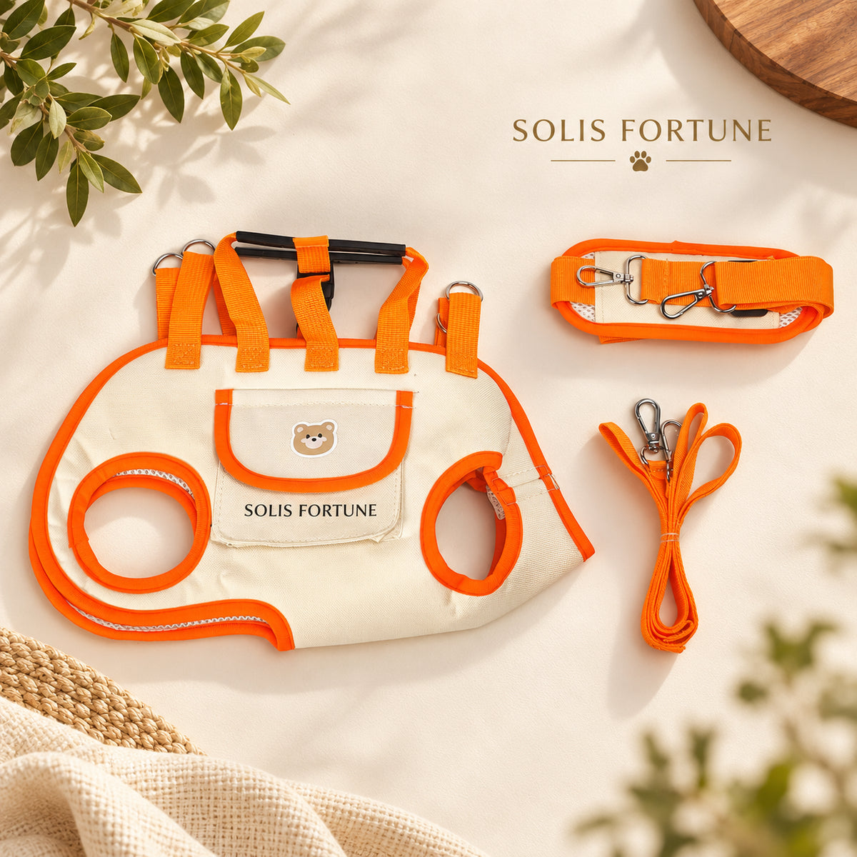 Solis Trailtote — Orange, Single Strap: legs-out dog carrier