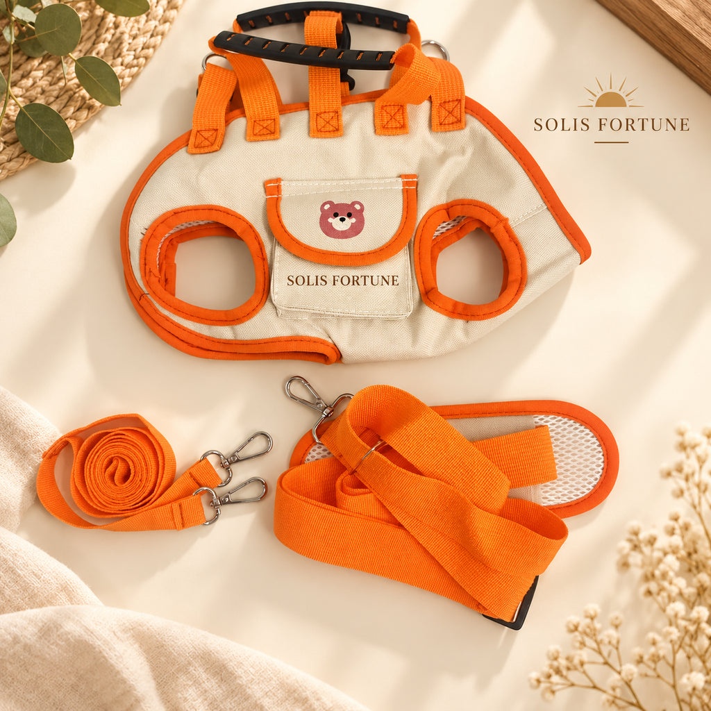 Solis Trailtote — Orange, Double Strap: legs-out dog carrier