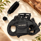 Solis Trailtote — Black, Single Strap: legs-out dog carrier