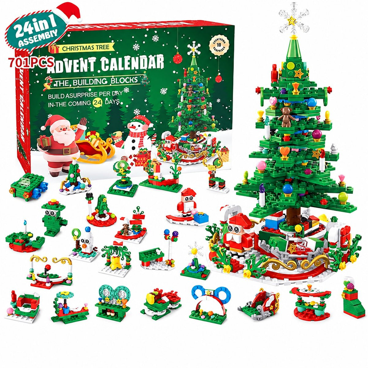Christmas Tree 24-in-1 Building Blocks Advent Calendar — Solis Tree 24-in-1, full set