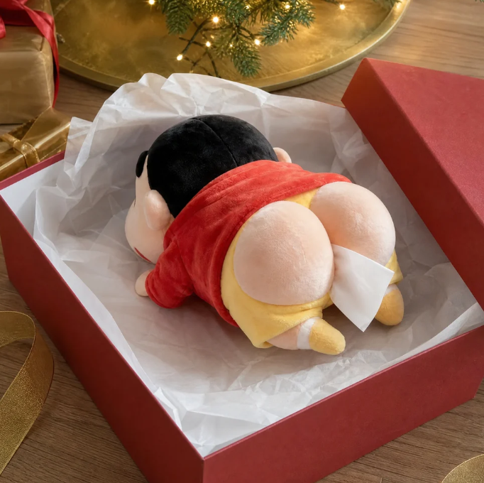 Solis Tush Tissue funny butt tissue holder — plush butt tissue holder in an open red gift box