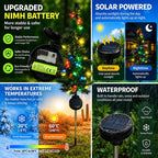 Solar Christmas tree pathway lights — solar panel and rechargeable battery, cold- and heat-resistant, waterproof