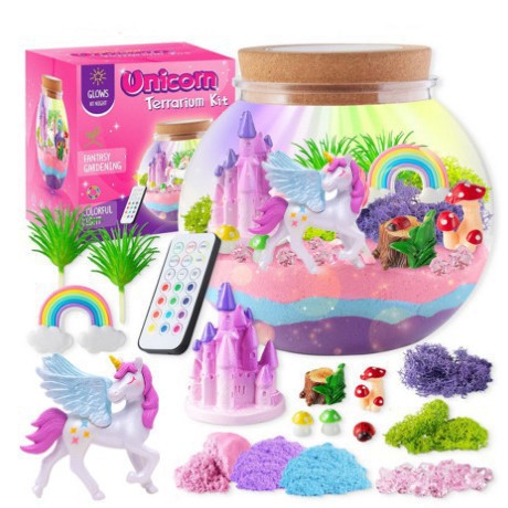 Unicorn Light-Up Terrarium Kit for Kids — Solis Unicorn Garden, full set
