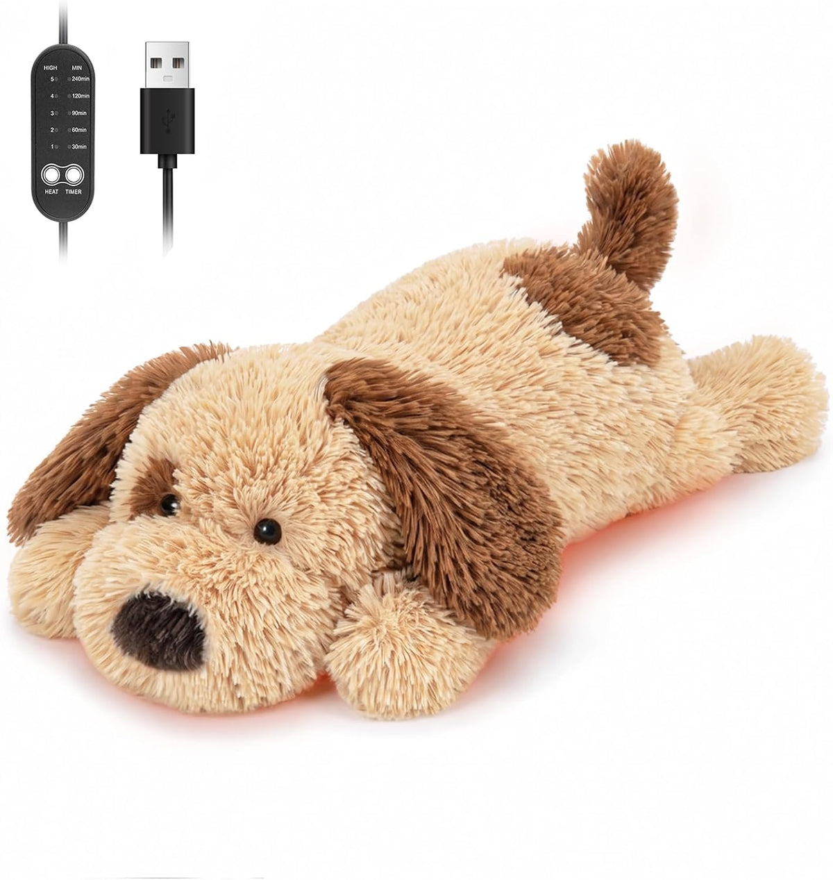 Solis Warmpal — Brown Dog: lying tan and brown puppy plush