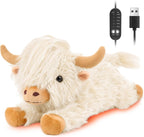 Solis Warmpal — White Highland Cow: lying fluffy white highland cow plush