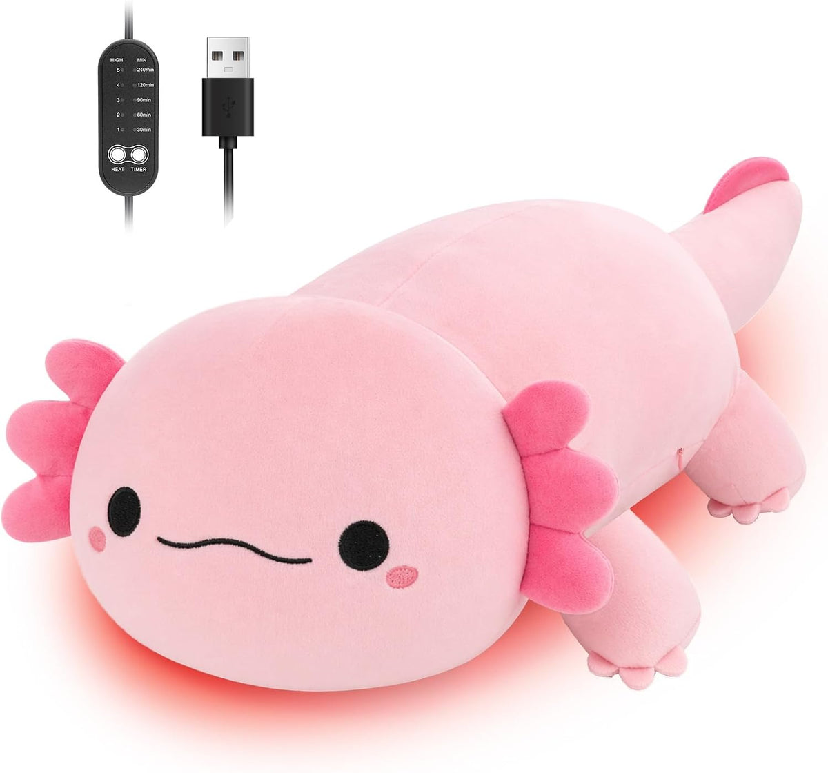 Solis Warmpal — Pink Axolotl: lying pink axolotl plush