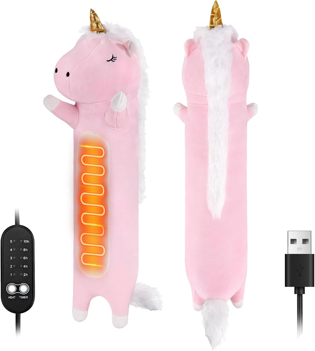 Solis Warmpal — Pink Unicorn: long pink unicorn plush with the heating panel