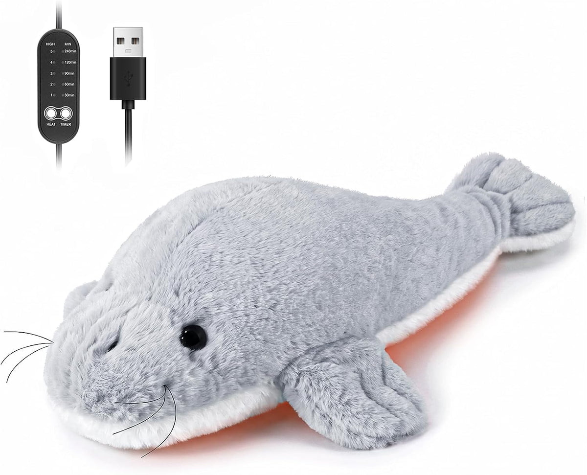Solis Warmpal — Light Blue Manatee: lying grey-blue manatee plush