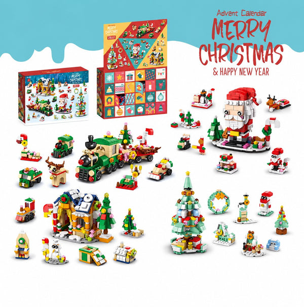 Calendrier de l'Avent en briques de construction, ville de Noël — Solis Winter Town, coffret complet