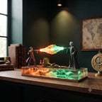 Light-up Harry Potter and Voldemort duel scene on a bookshelf, Solis Duel